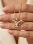 14 Ayar Altın Kelebek Kolye K-3680, one size