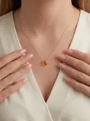 Altın Özel Tasarım Kalp Koyu Sarı Kolye