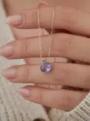 14 Ayar Altın Lila Kalp Kolye KALP012, one size
