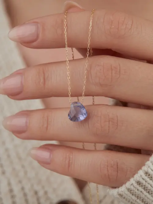 14 Ayar Altın Lila Kalp Kolye KALP012, one size
