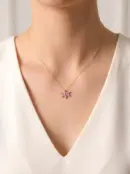 14 Ayar Altın Pembe Taşlı Kolye