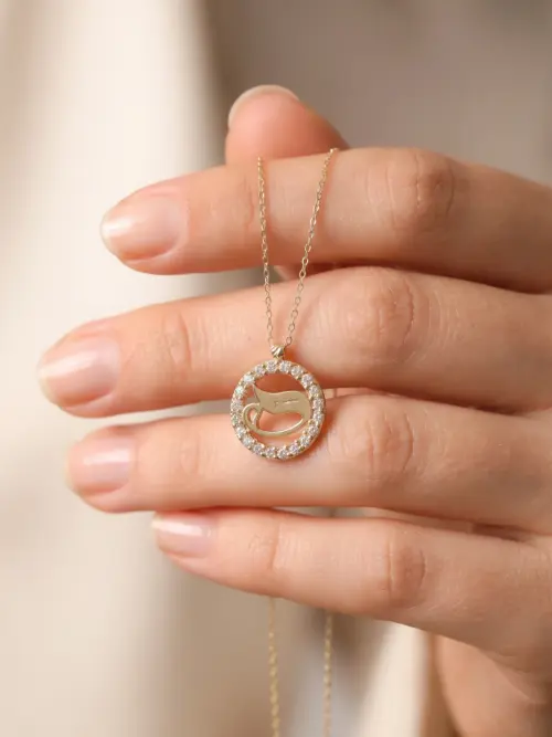 14 Ayar Altın Vav Kolye KLY1001087, one size