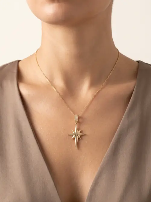 Altın Kutup Yıldızı Kolye Ucu KUC0135, one size