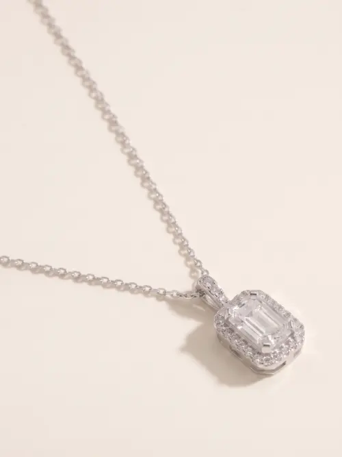 14 Ayar Altın Baget Kolye (beyaz) S01391, one size
