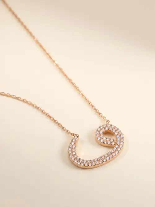 Kadın Sarı Vav Kolye S0370, one size